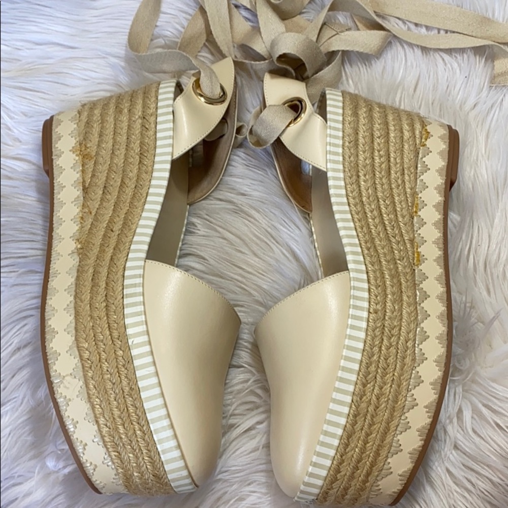 Tory Burch dulce de leche espadrille lace up wedge - Picture 7 of 10